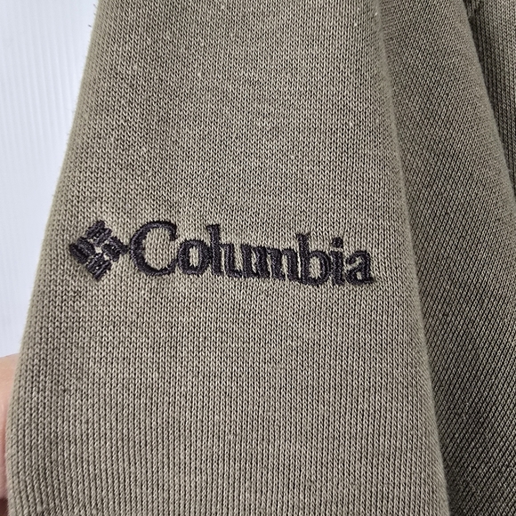 Columbia Womens Olive Green Long Sleeve Sweatshirt Logo Ribbed Cuffs Size XL - Picture 10 of 12
